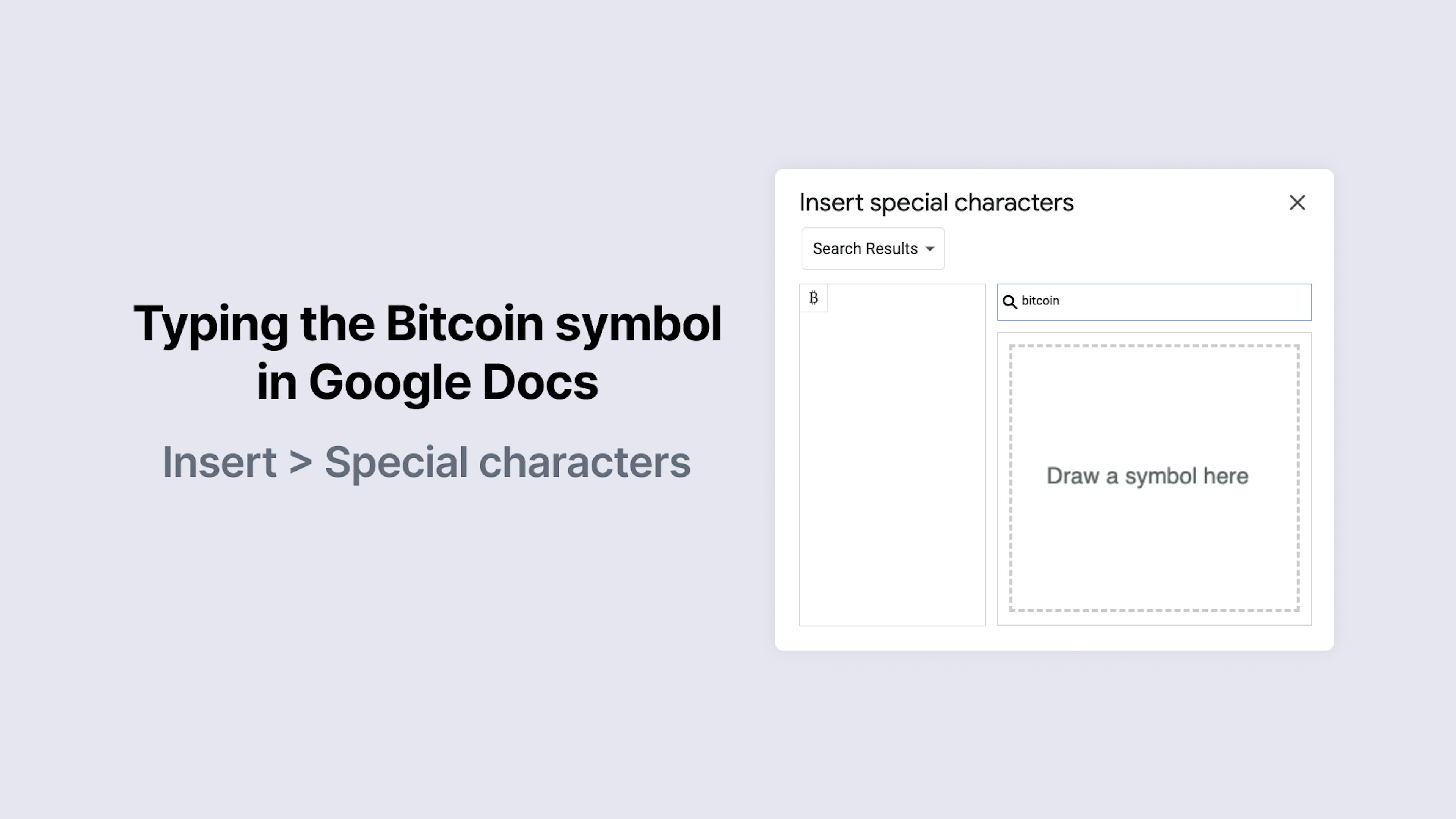 Bitcoin symbol google docs