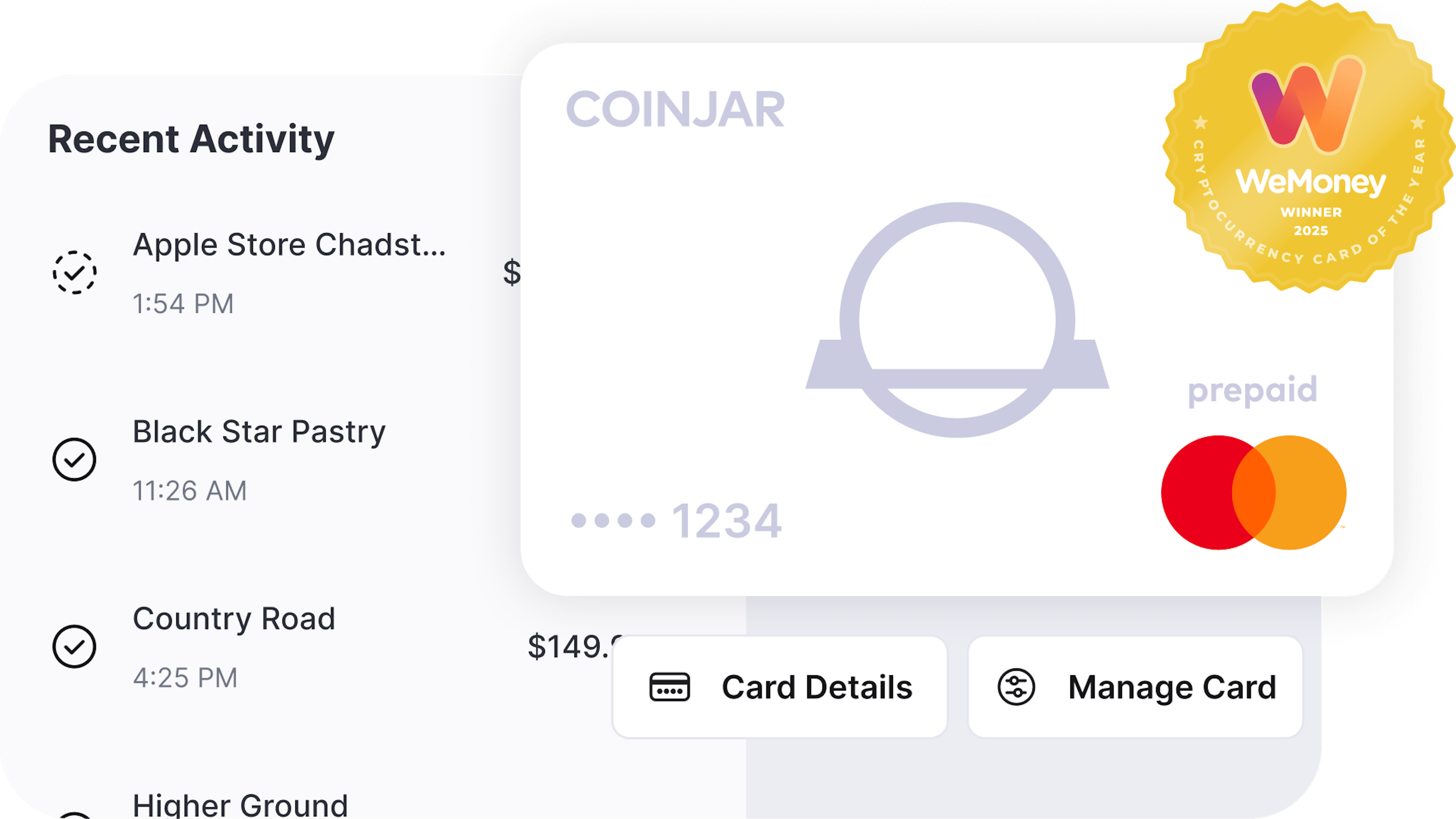 CoinJar app card interface