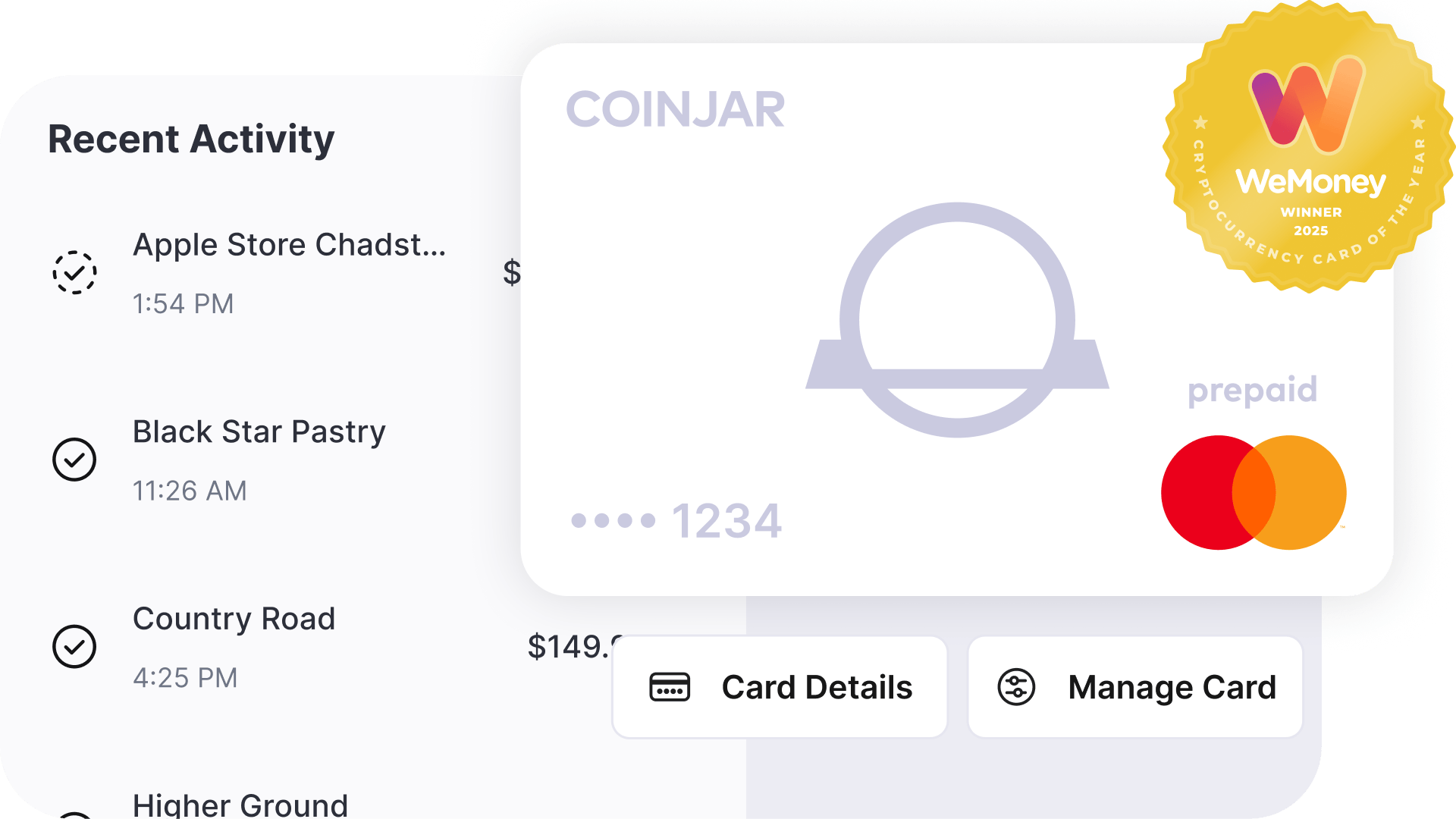 CoinJar app card interface