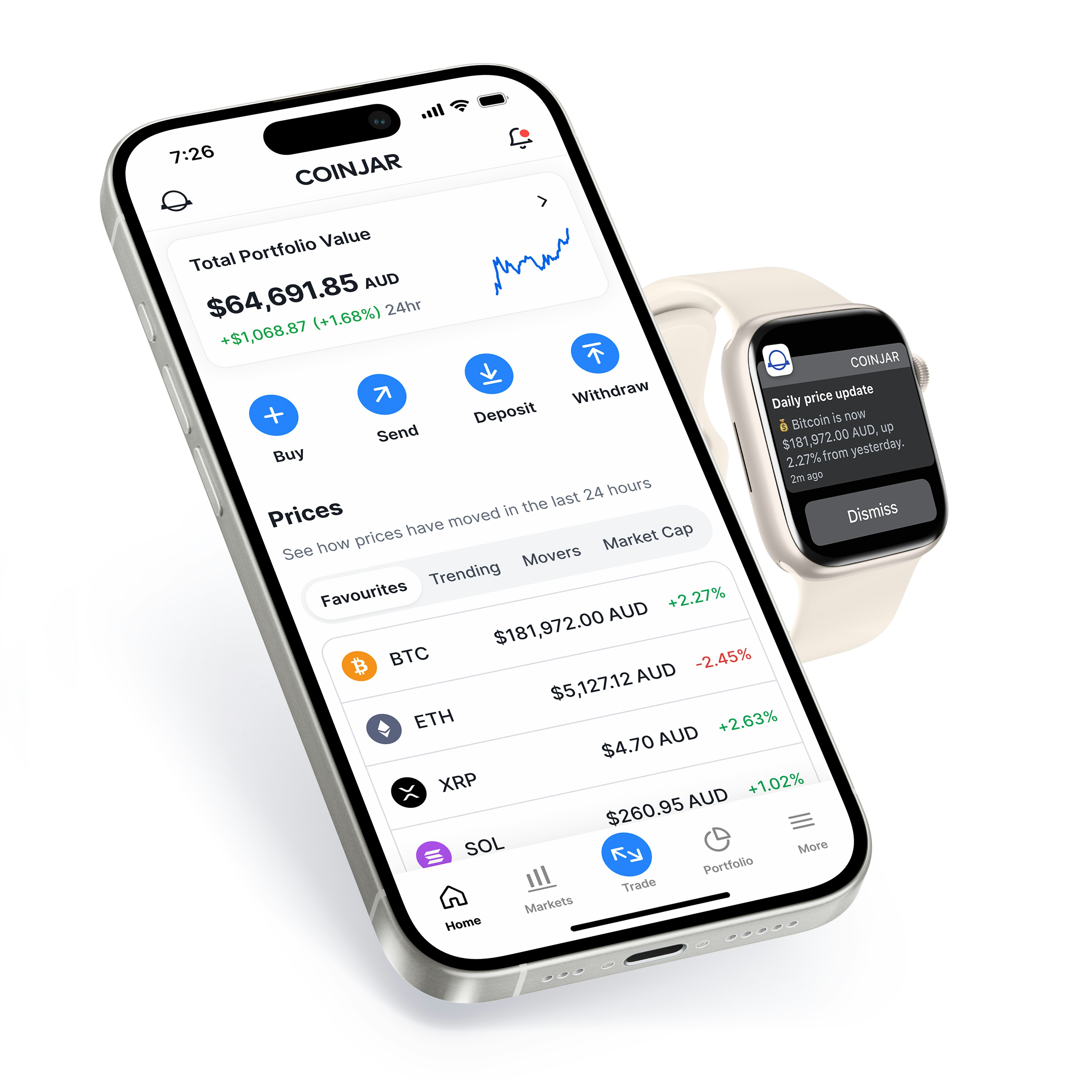 CoinJar Platform Hero – Desktop and Mobile App