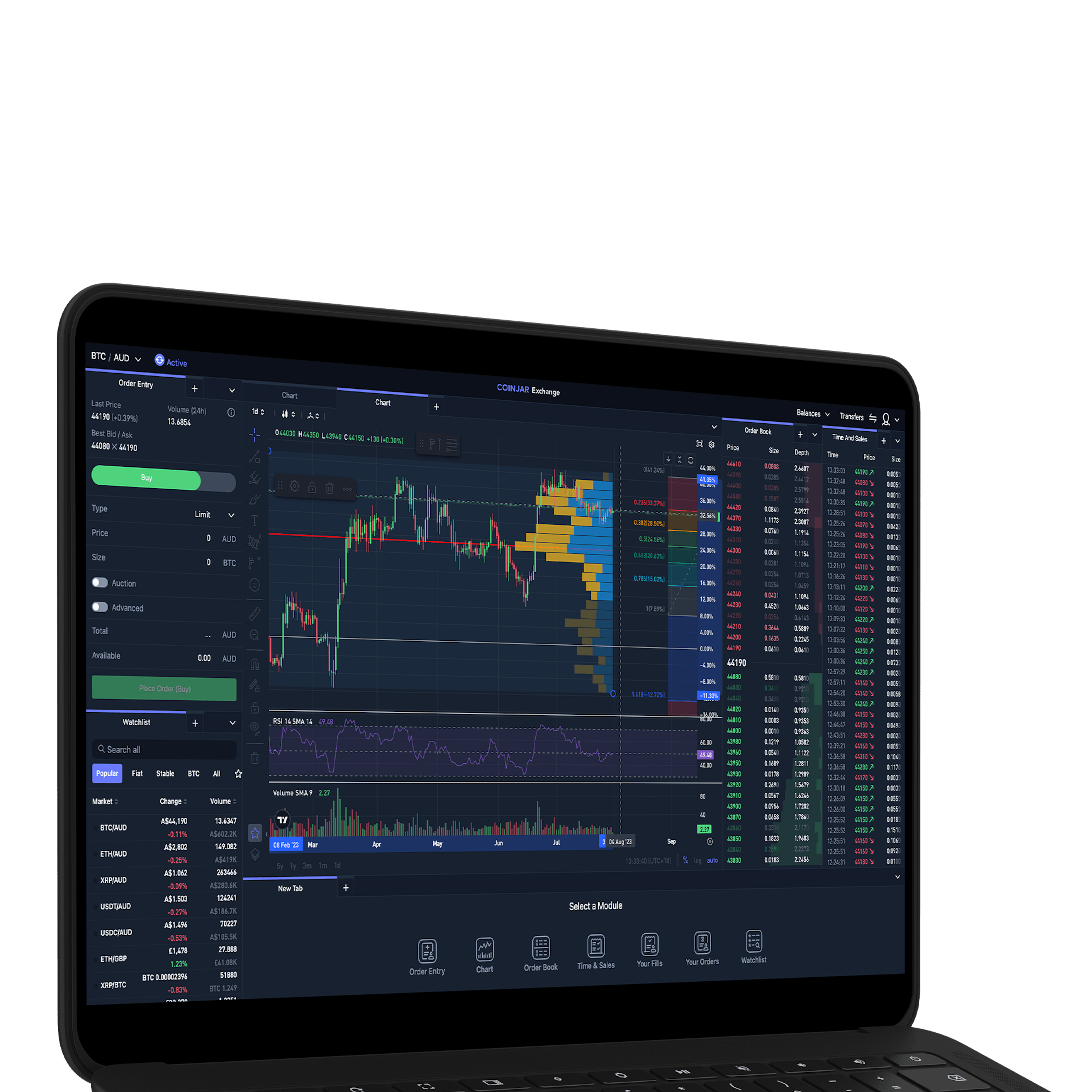 CoinJar Exchange interface