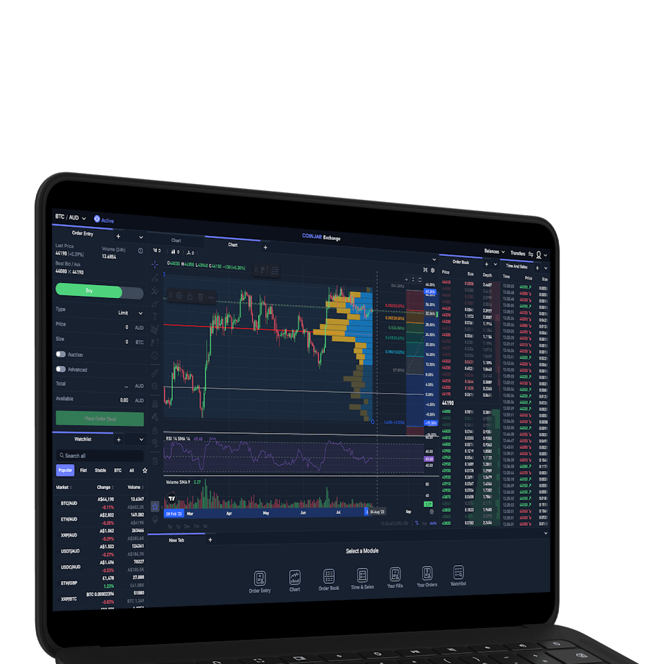 CoinJar Exchange interface