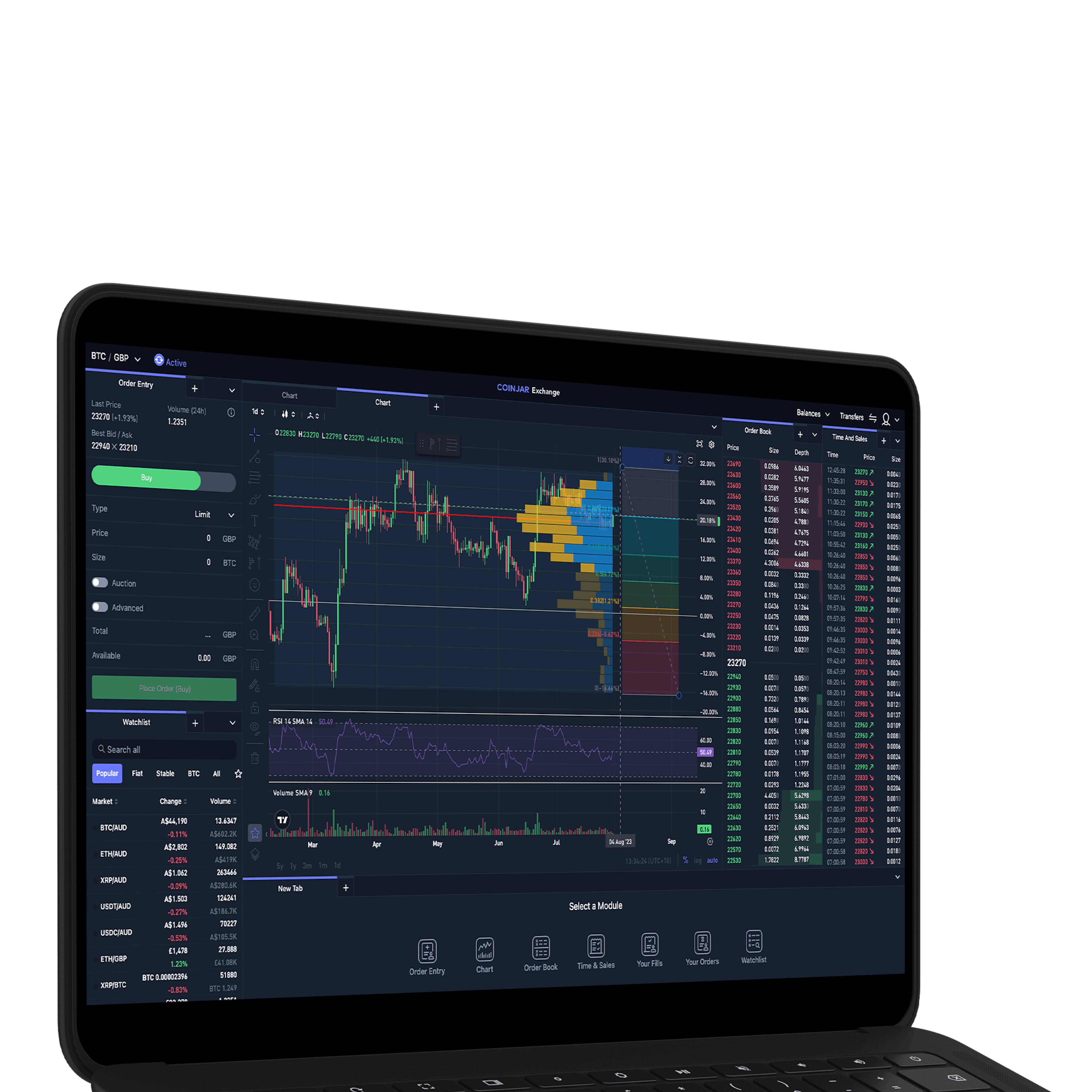CoinJar Exchange interface