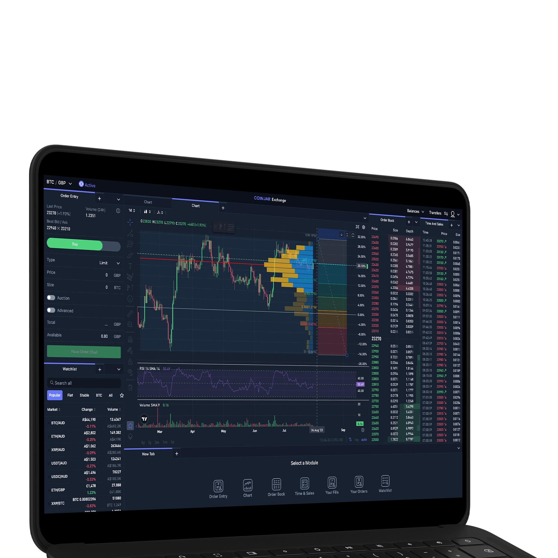 CoinJar Exchange interface